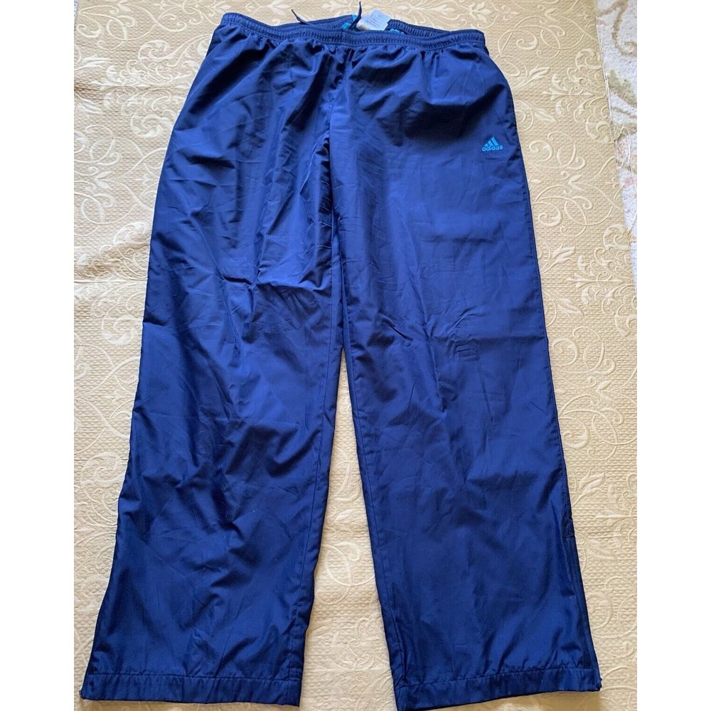 Adidas Pants Mens XL Navy Track Windbreaker Mesh Lined Joggers Sweatpants Y2K